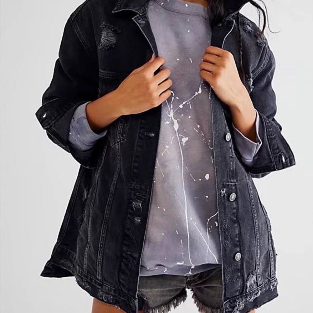 Free People distressed denim jacket